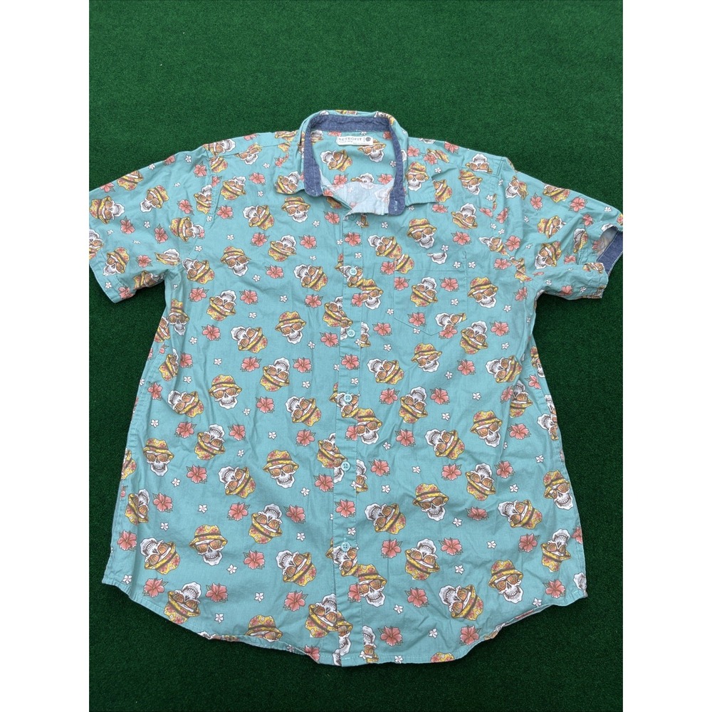 Retrofit Brand Skulls and Straw Hats Hawaiian Shirt Button Down Mens XL